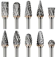 QUTIASE Hartmetall Frässtifte mit Doppelschnitt, 10 Stück Hartmetall Fräser Set mit 3mm Schaft, Drehwerkzeug Zubehör für Schleifen, Schnitzen, Metallpolieren und Gravieren