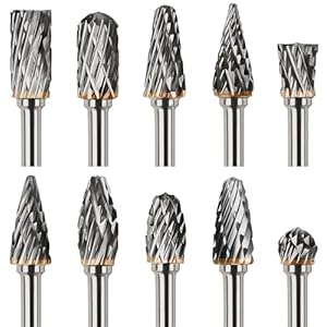 Hardmetalen Freespennen met Dubbele Snede, 1/8 Inch, 3mm Schacht voor Dremel, 10 Stuks Hardmetalen Rotatiefreesset, Draaigereedschap Accessoires voor Slijpen, Snijden, Metaal Polijsten