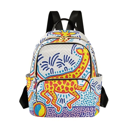 Nexawaveo Mochila acolchada para mujer, mochila de mano para laptop de 14 pulgadas, color rojo conejito colorido, Colorida jirafa blanca, S, Mochilas de mochila