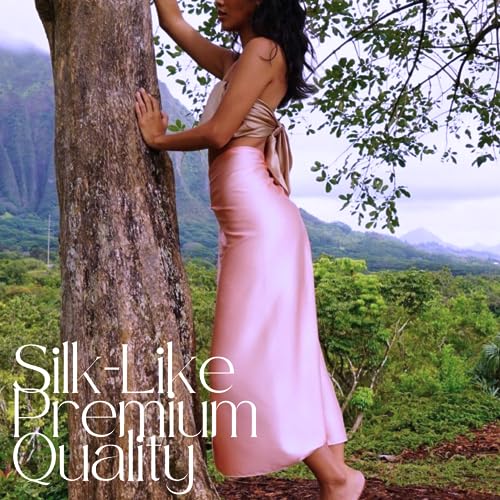 Silklike Silk-Like Satin Scarf Pink/Golden - Elegant Headwear for Women - Stylish Hair Wrap for Glamorous Looks2