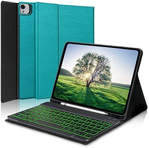 Keyboard Case for iPad Air 11 inch (M3 2025 / M2 2024) & iPad Pro 11(4th/3rd/2nd/1st Gen), 7 Colors Backlit Detachable Keyboard, Smart Protection Cover with Pencil Holder for Air 5th/4th 10.9'' Green