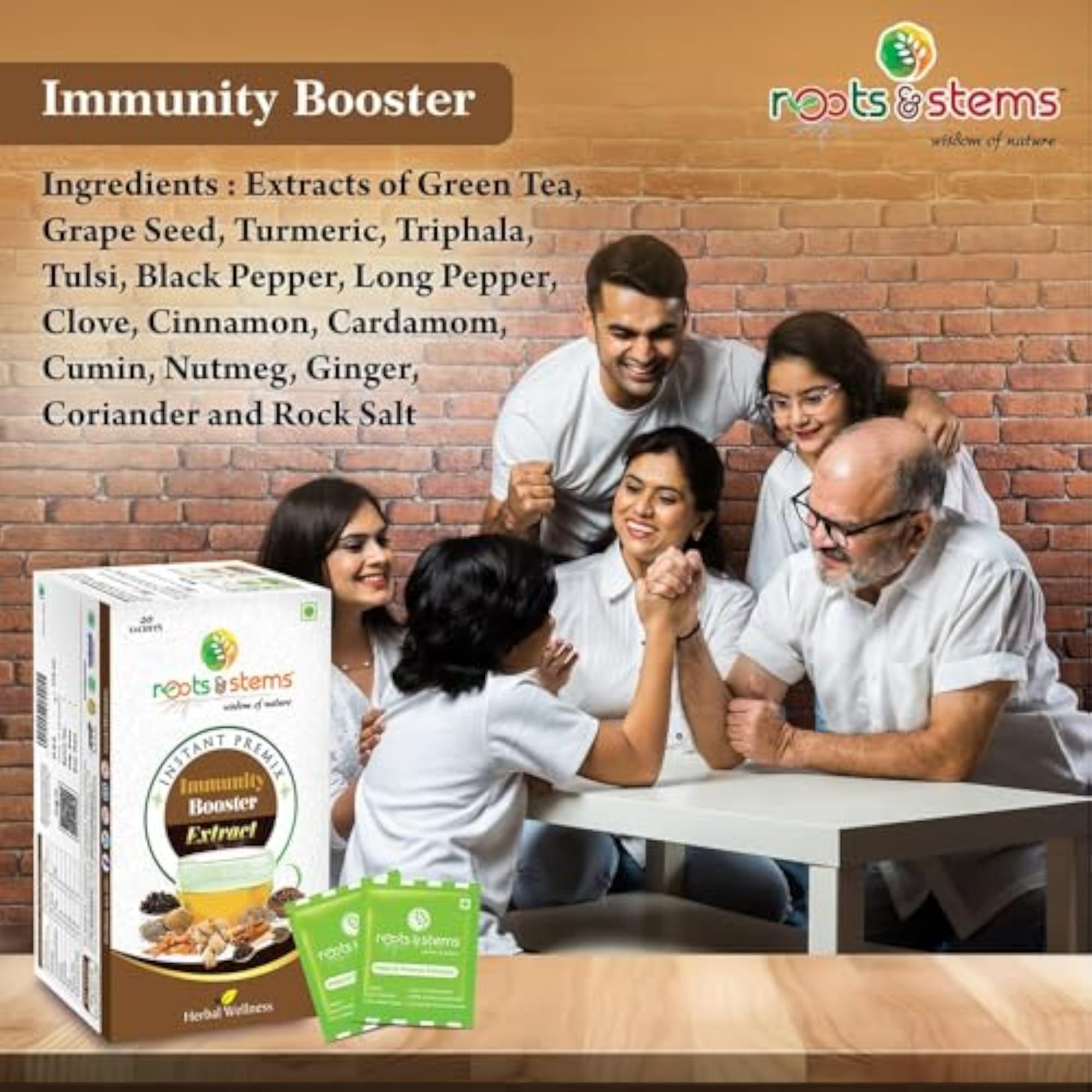 Roots & Stems Immunity Booster Tea Extracts, 60G Pack of 2