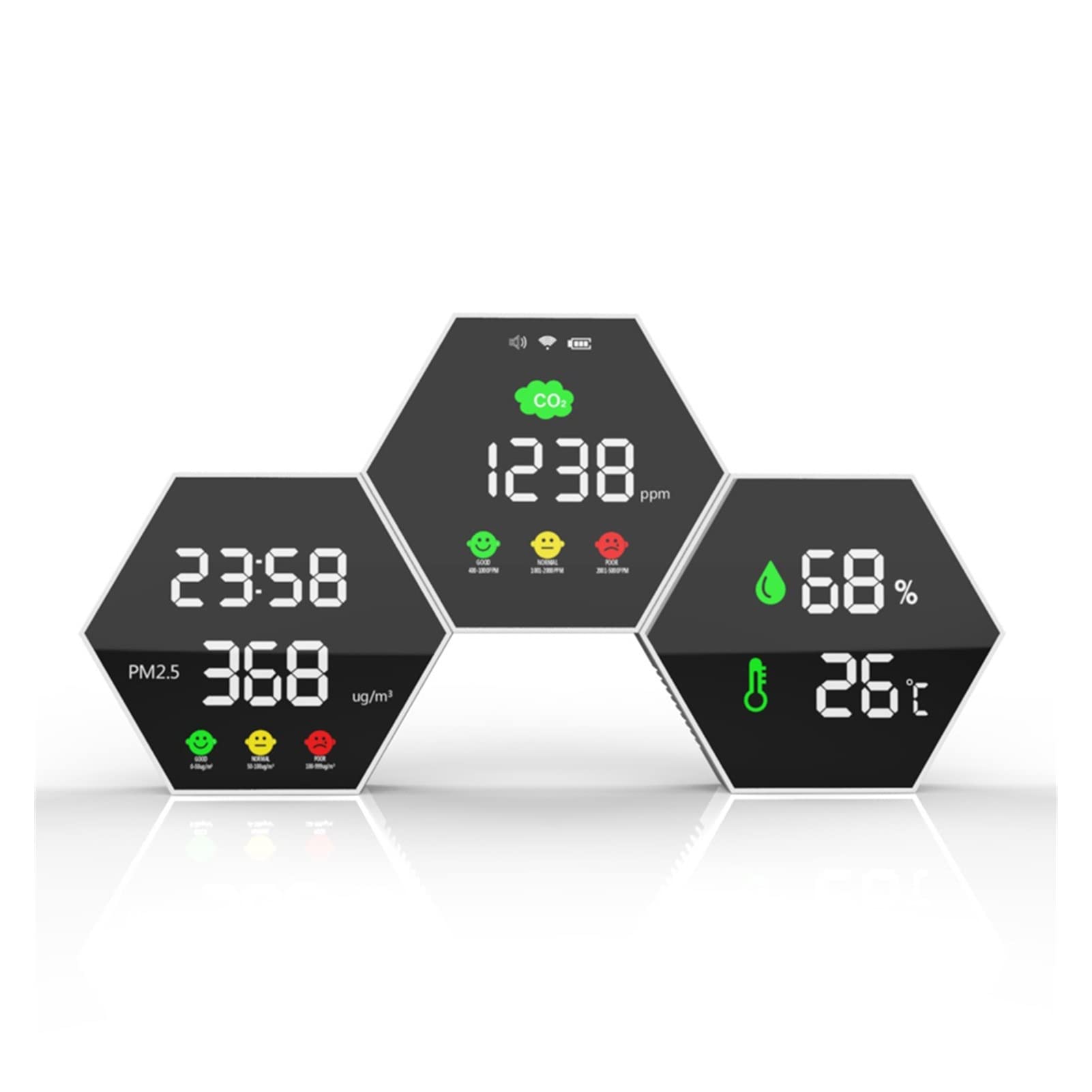 PM2.5 Co2 Detector Wall-Mounted New Dust Carbon Dioxide Detector Temperature and Humidity WiFi - Multigas Detector
