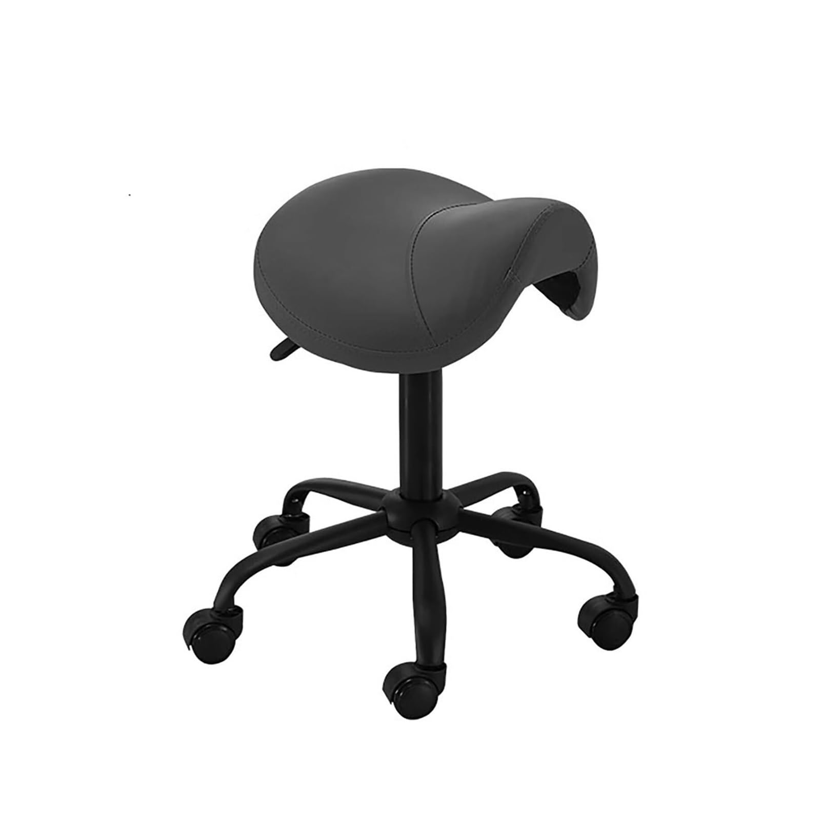 METTEOR Swivel Chair Rolling Stool Hydraulic Saddle Rolling Chair with wheels Height Adjustable Ergonomic Saddle Chair Load 100kg (Black Without Backrest)