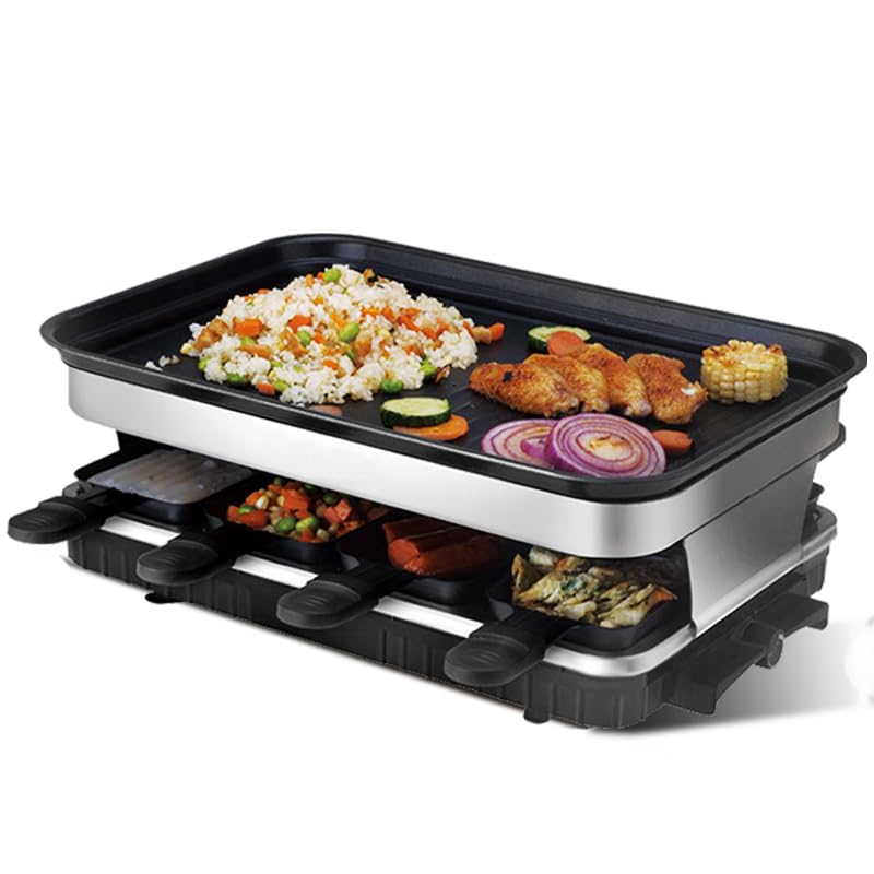 Electric Raclette Machine 1500W for 8 People Adjustable Temperature