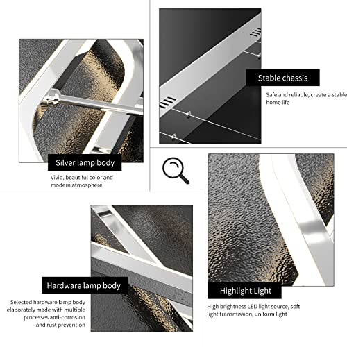 Siittoo Modern Led Pendant Light Fixture, 52'' Upgrade Dimmable Modern Led Chandelier Light Fixture, 45W Z-Shape Kitchen Island Light Fixture Hanging Pendant Light For Dining Living Room (Chrome) #TOP2