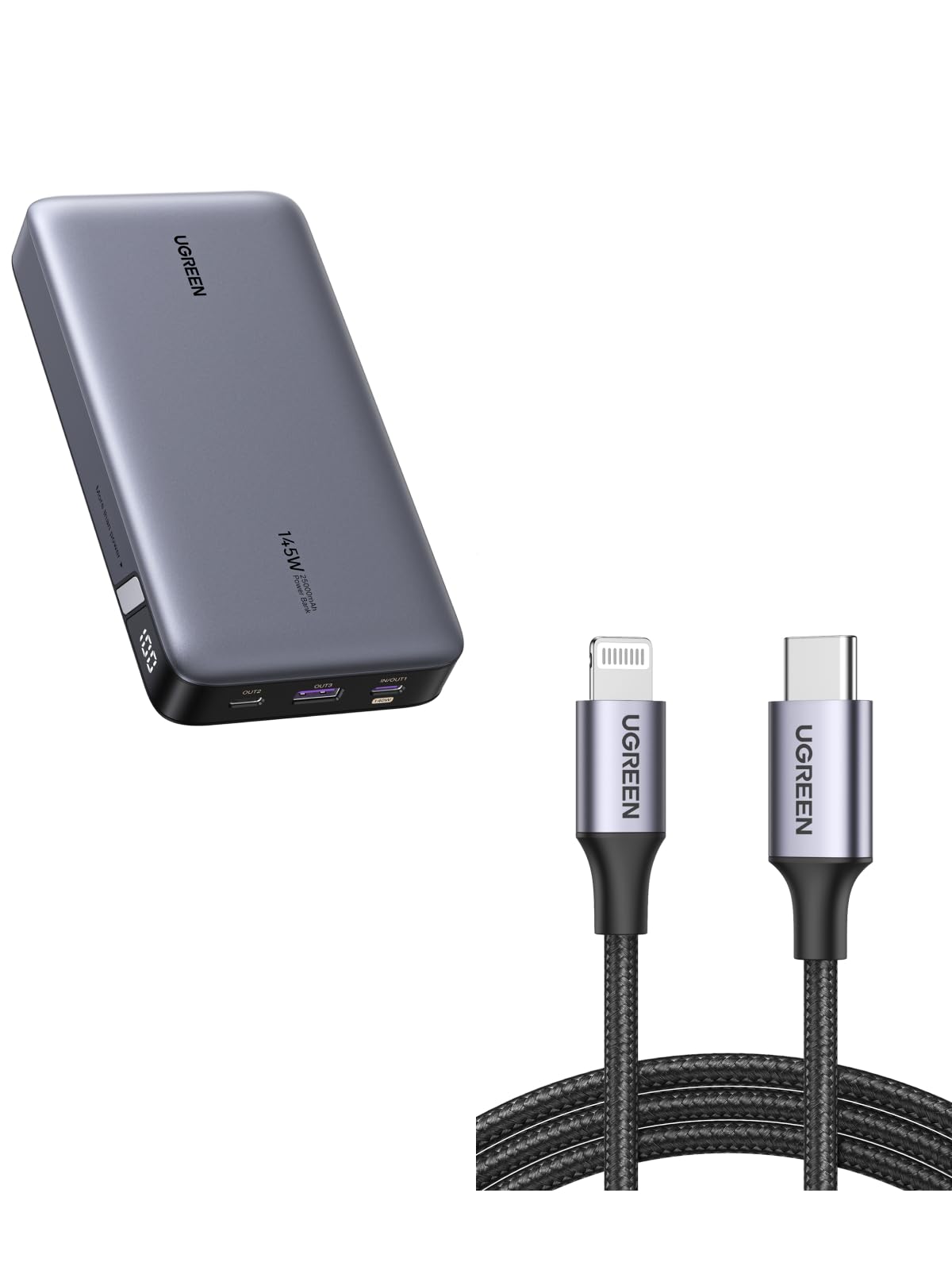 UGREEN Cavo USB C a Lightning 1M con 145W Power Bank 25000mAh