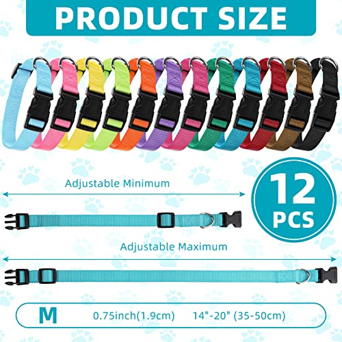 Buryeah 12 Pieces Dog Collar Bulk Puppy Collars Adjustable Nylon for Small Medium Dogs with Safety Buckle for Dogs Walking Running Training(Mixed Colors) - Image 3