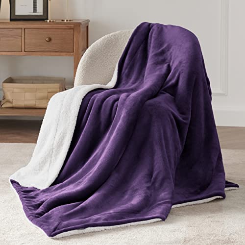 Bedsure Sherpa Fleece Throw Blanket For Couch - Thick And Warm Blankets For Winter, Soft And Fuzzy Throw Blanket For Sofa, Purple, 50X60 Inches #TOP2