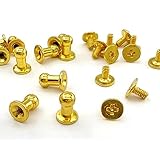 「ギ3」 ２０個(組)入 ギボシ ネジ式 頭直径3.5mm 真鍮 ギボシ リベット 組ネジ スクリュー 留め具 レザークラフト 金具 革 手芸 パーツ ギボシ 頭径3mm,ゴールド