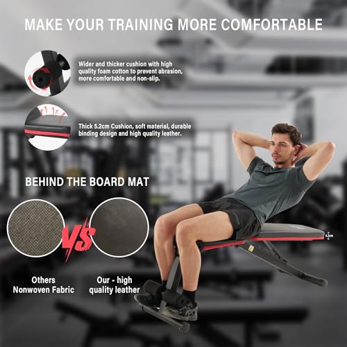 ISE Banc Musculation Pliable/Banc Musculation Plat Pliable, Banc Abdominaux Multifonction, Banc de Musculation Inclinable, Banc Fitness Pliable Réglable 7 Positions, Banc Inclinable Musculation – Image 4