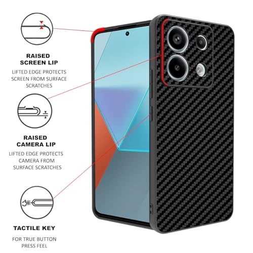 Image of RIGGEAR Sleek Back Cover Case Compatible with Redmi Note 13 Pro 5G, Poco X6 5G (TPU+PC | Black CF)