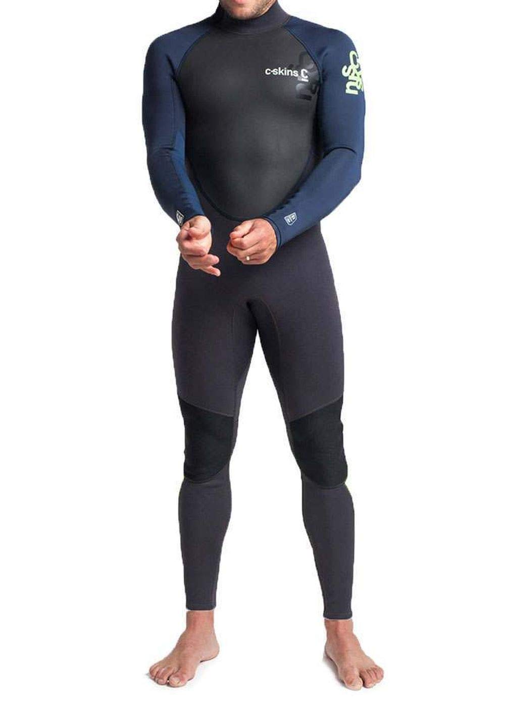 C-Skins 2023 Mens Element 3/2mm Back Zip Wetsuit - Anthracite Slate Lime - Breathable - Xtend neoprene upper body Mens Wetsuit - 2XL