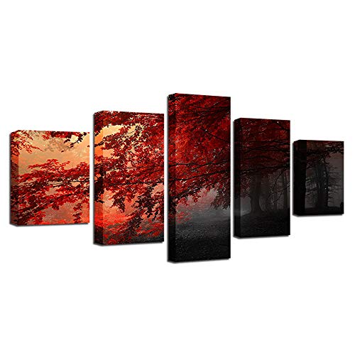 Image sur verre et toile de feuille d'érable rouge pour créer un salon chaleureux