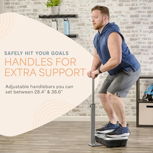 Lifepro TrimLite Vibration Plate Exercise Machine with Handlebars – Whole Body Vibration Platform for Lymphatic Drainage & Weight Loss – 99 Speed Levels, Bluetooth Speaker, Resistance Bands & Remote