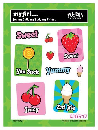 Puffy P - Juicy Gardenfresh - Multi Pack of 9 Mini Stickers / Decals