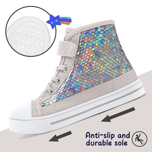 Image of K KomForme Toddler High Top Sneakers Canvas Shoes with Hook and Loops | Lightweight, Breathable