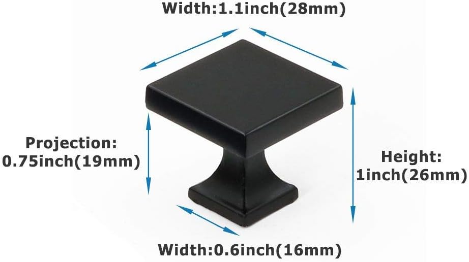 Peaha 30 Pack Black Cabinet Knobs - PH6785BK Square Drawer Knob Hardware Pulls for Kitchen Dresser Bathroom