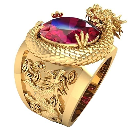 BMDHA Selbstverteidigung Ringe 3D-Drache Skulptur Ringe Universelle Größe(Verstellbare Öffnung) Herren und Damen Unisex Ringe kreatives Geschenk Geburtstagsgeschenk Geschenk zum Valentinstag,Gold