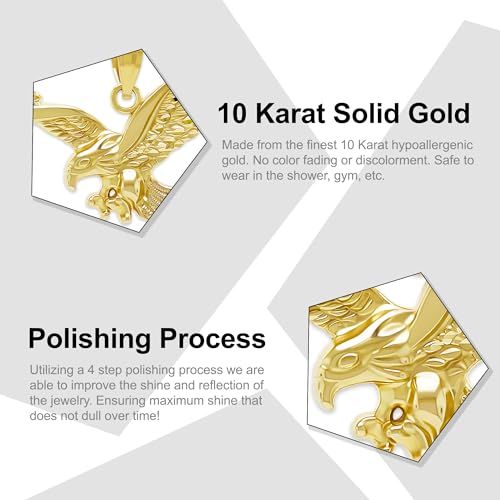 Gold Bald Eagle Charm Pendant - 10 Karat Gold - American Bald Eagle Jewelry - Patriotic Eagle Necklace Jewelry2