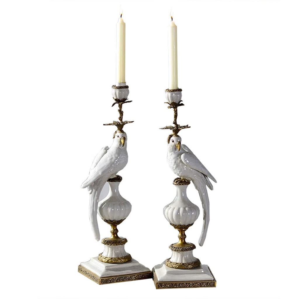 Portavelas Cerámica nórdica con adornos de candelabros de cobre, candelabros de loro de cerámica azul y blanca, adornos artesanales de la sala de estar del hogar clásico del porche Candelabros Decorat