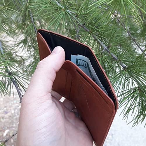 flapp Slim Minimalist Mens Wallet, Premium Genuine Leather, RFID Blocking Card, Secure Money Compartment, Front Pocket Holder for Men, with Gift Box (Crazyhorse Brown)4