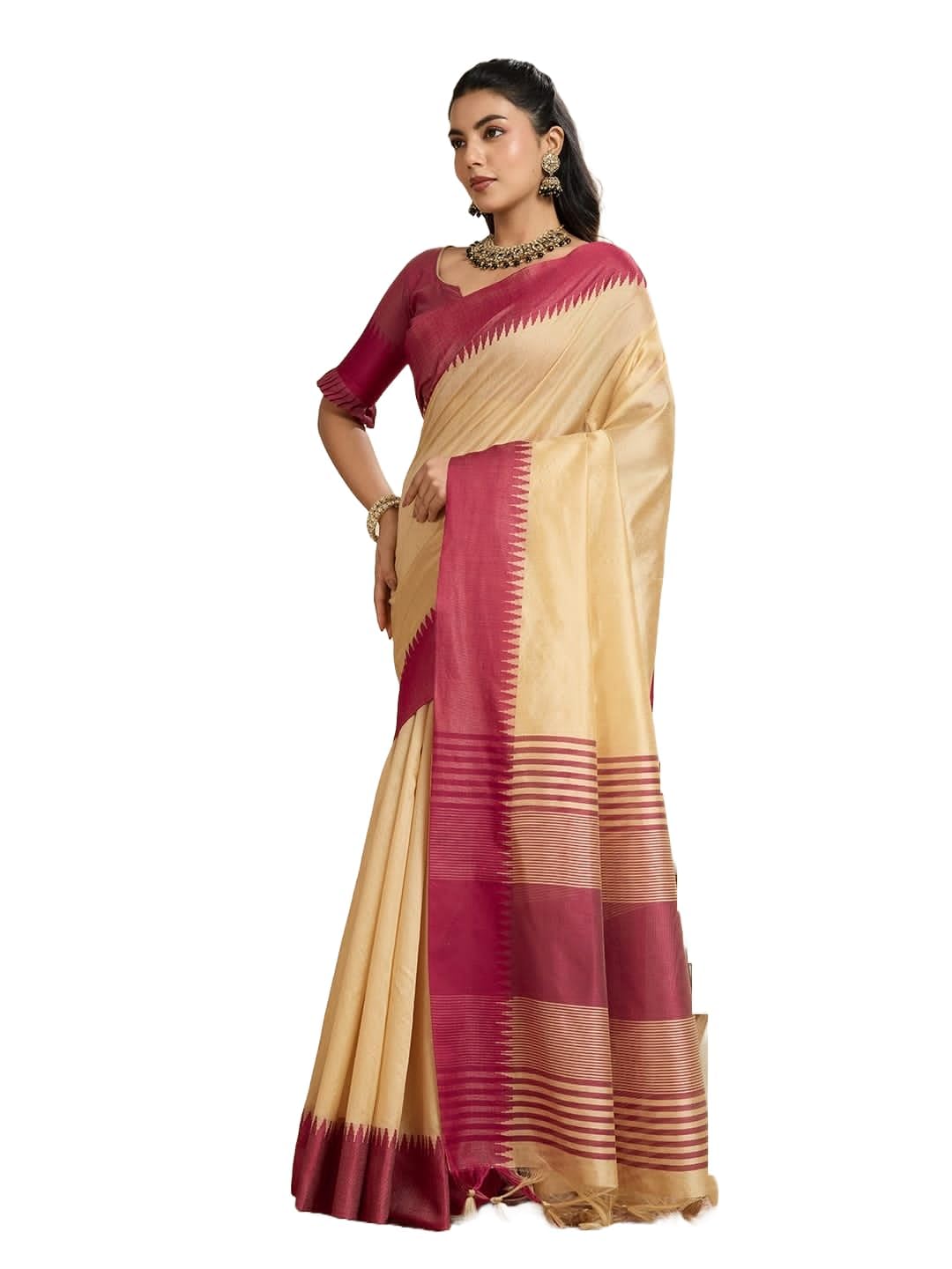 Sponsored Ad – Women's Cotton Silk Saree with Unstitched Blouse Piece