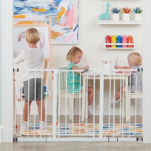 Image of Regalo Safety 29-56" Extra Wide Baby Gate for Doorways & Bottom of Stairs, Pressure Mounted Baby Gate with Door for Babies, Toddlers & Pets, Tested & Safe for 30 Years, American Designed and Owned