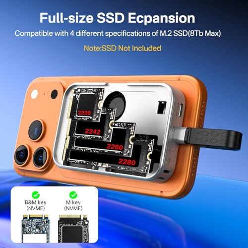 Image of ACASIS 6-in-1 USB-C M.2 2280 /2260 /2242 /2230 SSD Enclosure+Docking Station for iPhone 15 /16 /17 Pro /Max ProRes, M /B+M Key UASP (UP to 8TB)