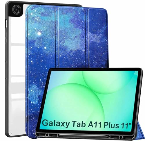 Image of ProElite Cover for Samsung Galaxy Tab A11 Plus 11 inch 2025, Smart Flip Case Cover for Samsung Galaxy Tab A11+ 11 inch 2025 with Pen Holder, Stars [Transparent Back]