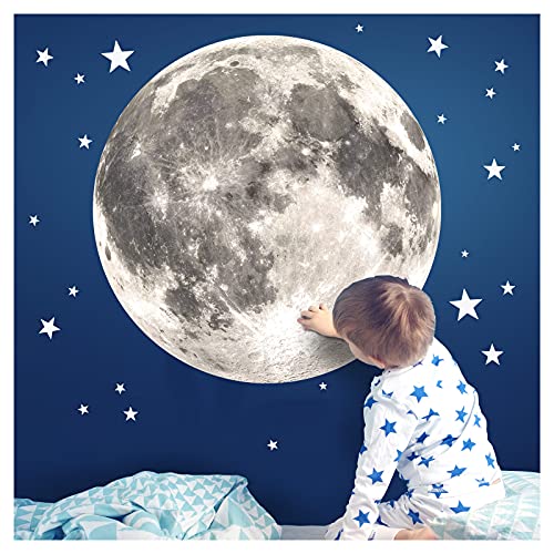 Little Deco Wandaufkleber Mond & Wolken - XL Deko Für Kinderzimmer 75x50 Cm