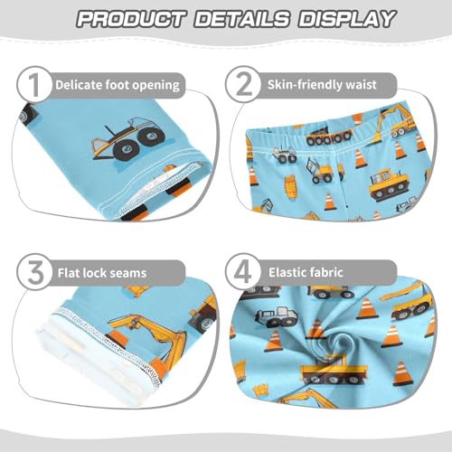 Wusikd Construction Trucks Girls' Leggings Toddler Doodles Traffic Kids Yoga Pants Dance Active Tights 4T3