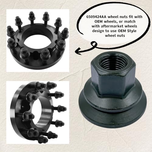 Image of 611-936 6509424AA Wheel Nut Fit for Dodge Ram 3500 4000 4500 5500 2012-2022, M14-1.5 Flange - 22mm Hex, 28.5mm Length, Medium, Pack of 10pcs