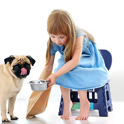 Image of Folding Step Stool with Back Support for Kids,9 inch Kids Step Stool for Outdoor or Indoor Kitchen Step Stools and Bathroom Stool for Toddlers Boys Girls - Royal Blue