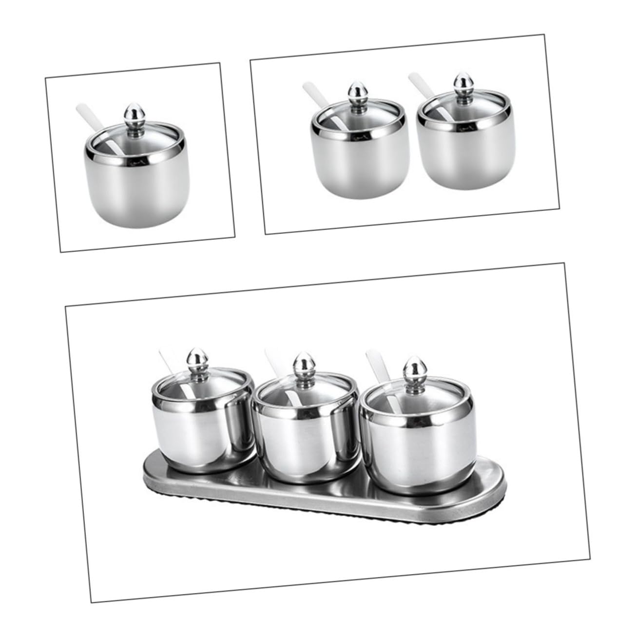Ciieeo Tarro De Especias De Acero Inoxidable Recipiente Para Especias Frasco Para Condimentos Botes De Acero Inoxidable Tarros Con Base Para Cocina