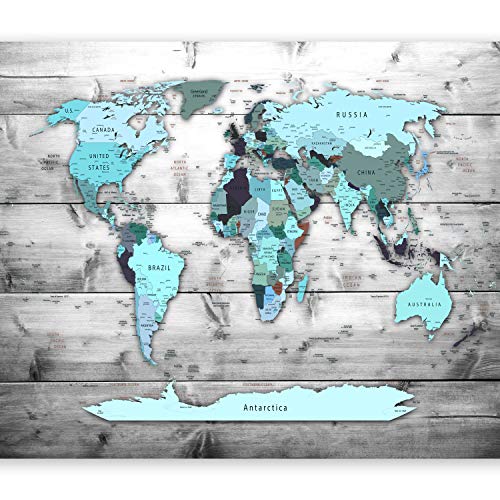 murando Fotomurales Mapamundi 200x140 cm XXL Papel pintado tejido no tejido Decoración de Pared decorativos Murales moderna Diseno Fotográfico Madera Mapa del mundo k-B-0009-a-d