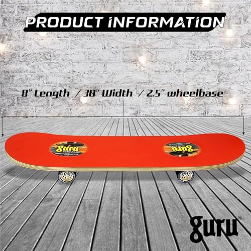Image of GURU Skateboard, Wooden Non-Slip Skateboard for Kids, Adult, Casterboard /Skate Board /Hoverboard /Longboard for Beginners, Learners, Training Purpose for All Age Group
