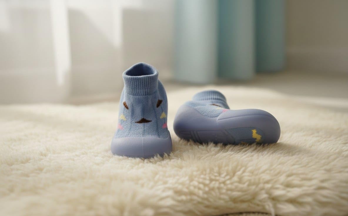 Myau Baby Sock Shoes, Blue, Knit Material, Soft Sole, Non-Slip, Toddler First Walkers (Sky Blue, UK Footwear Size System, Toddler, Men, Numeric, Medium, 5.5) 3