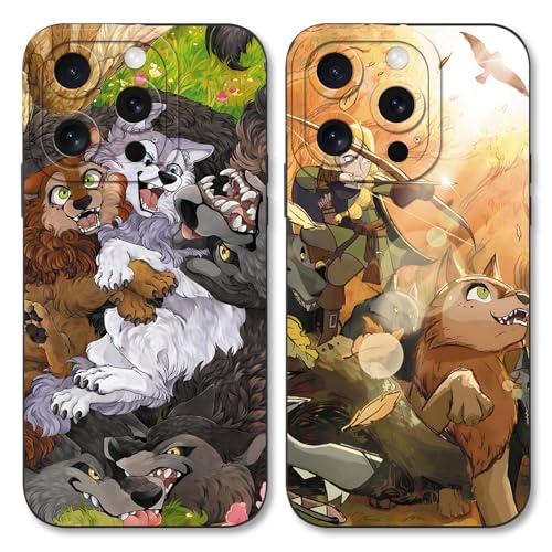 [2 Piezas] Negro Funda para Xiaomi Redmi 9A 4G 6,53',Carcasa para Teléfono Móvil con Cool Anime Wolfwalkers Animation Cartoon Patrón Diseño Cover,Suave Silicona Proteger TPU Anti-Choques Case,Cute