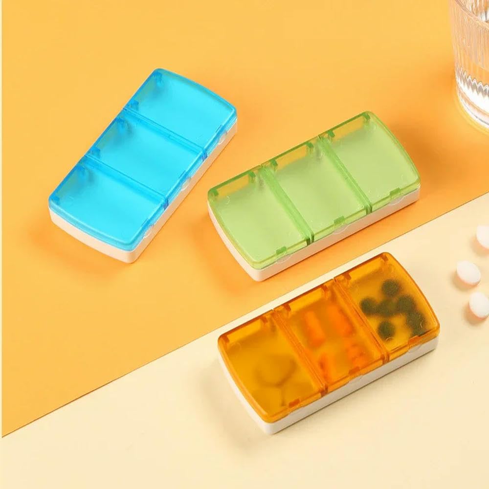 Pilulier, pilulier 7 jours, 3 compartiments, mini pilulier de voyage, conteneur for médicaments