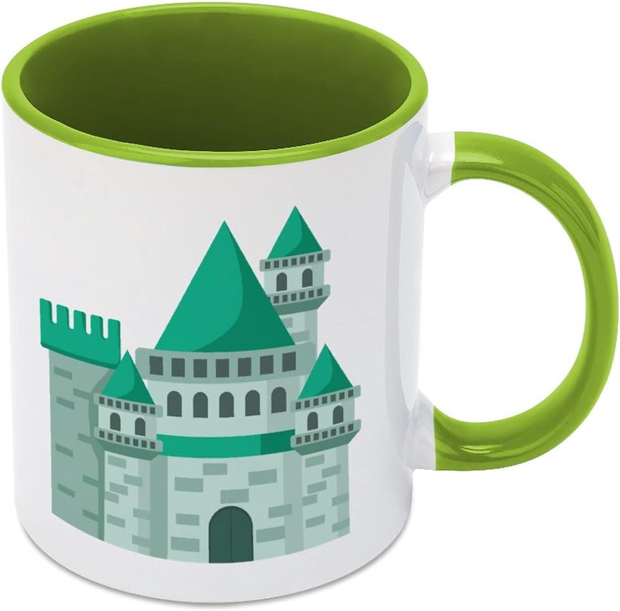 Personalise Ceramic 330ml Tea Coffee Cup Mug with Colorful Inside and Handle Custommake Hand-Built Castle Sculpture Cute11111