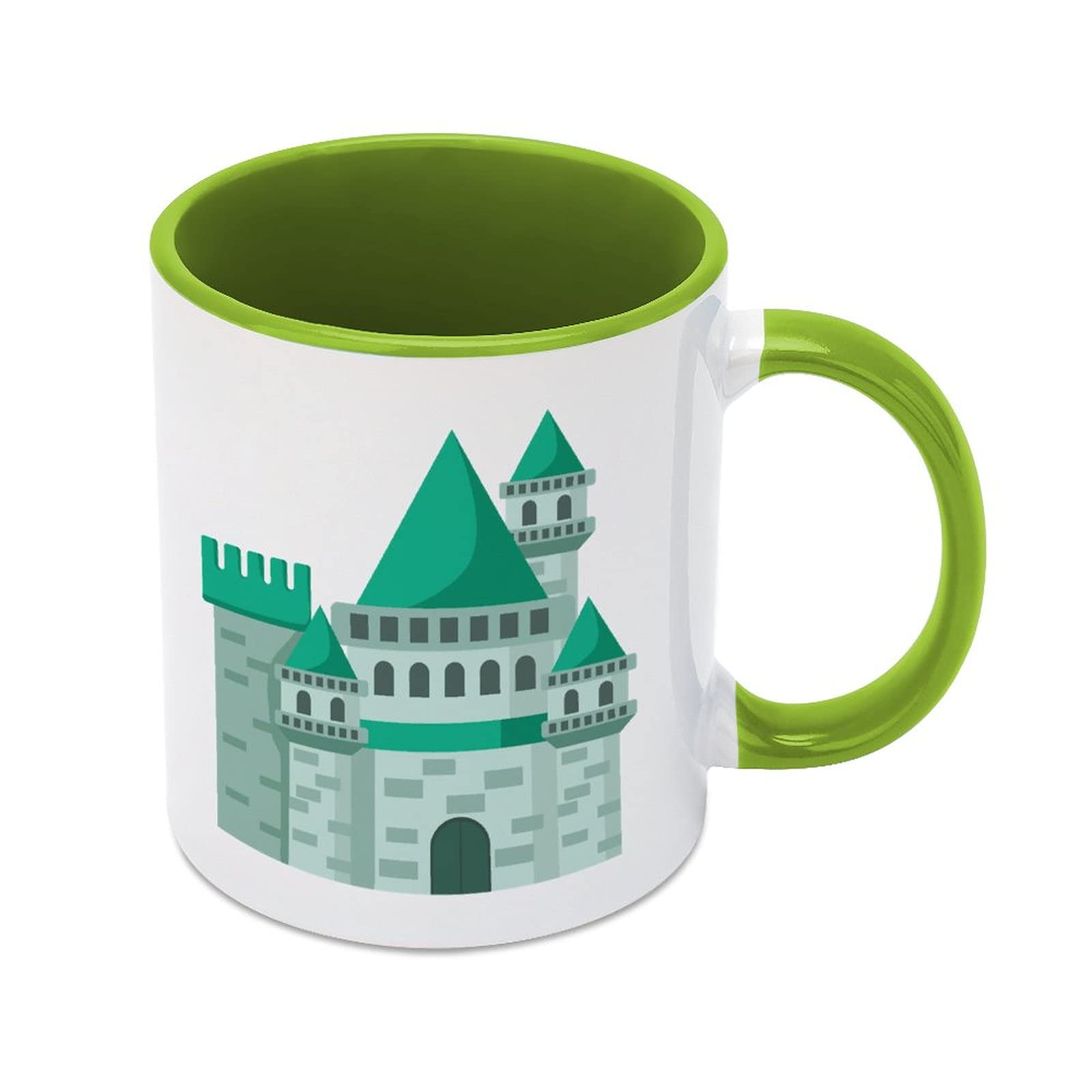 Personalise Ceramic 330ml Tea Coffee Cup Mug with Colorful Inside and Handle Custommake Hand-Built Castle Sculpture Cute11111