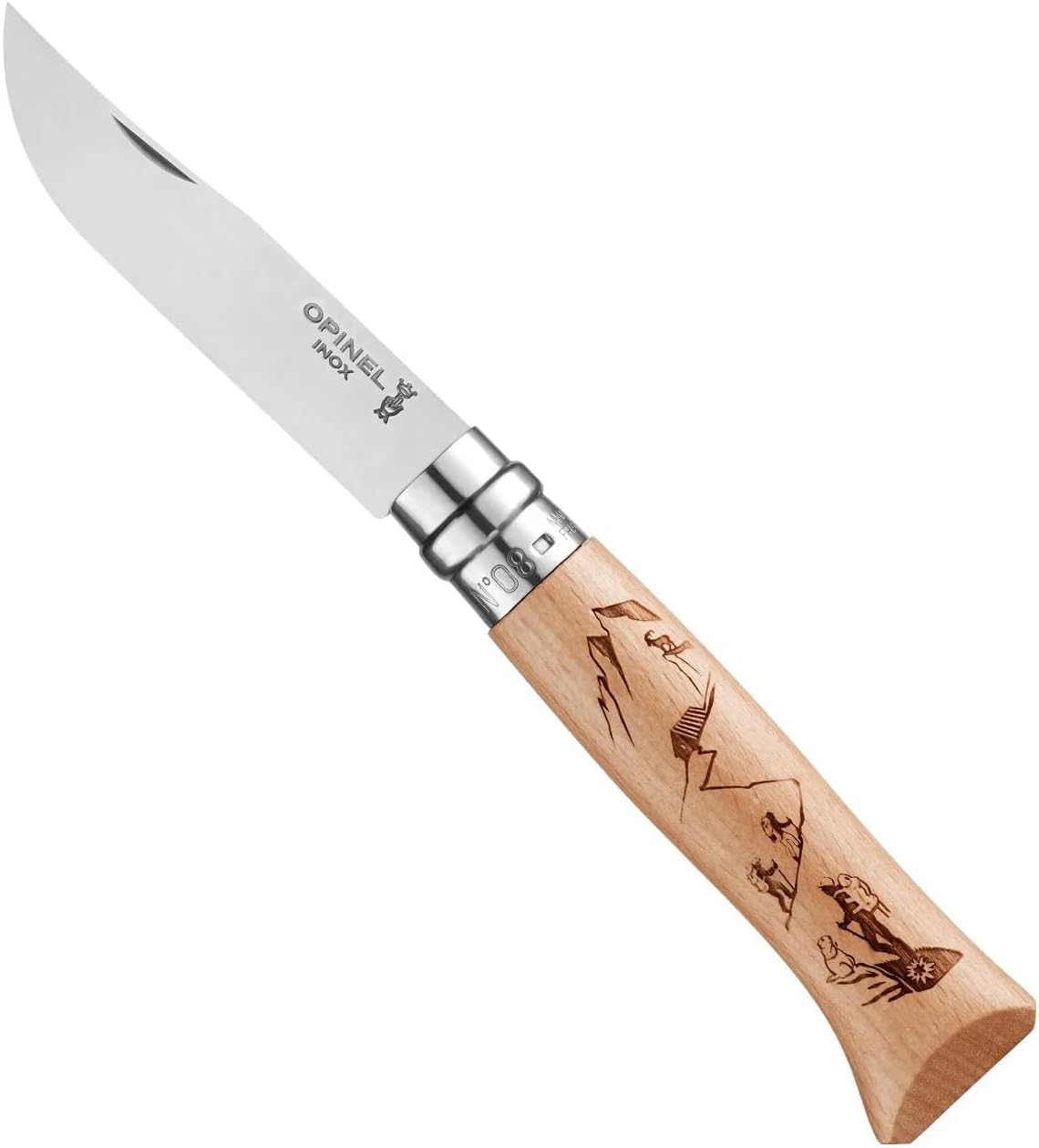 Opinel No8 Stainless Steel Pocket Knife - Alpine Adventures Collection - Hiking