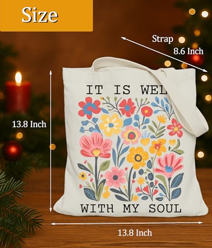 Image of Aesthetic Christian Gifts Tote Bag for Church, Religious Tote Bag for Bible Study, Medium Size with Inner Pocket
