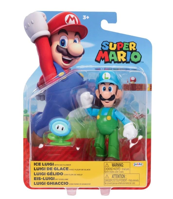 Super Mario Ice Luigi 4 Inch Action Figure with Ice Flower