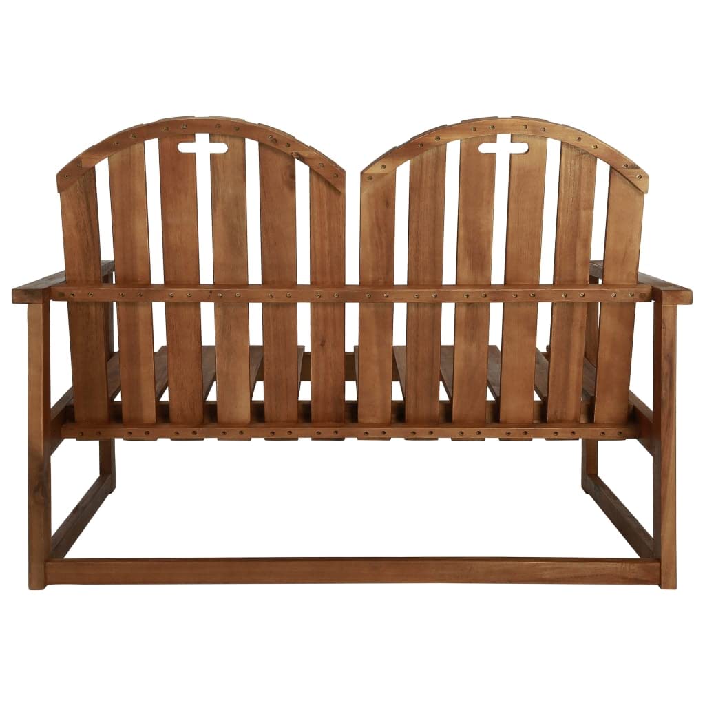 Ławka ogrodowa 110 cm, lite drewno akacjowe, 2-osobowa ławka do siedzenia, do ogrodu, na taras, balkon, odporna na warunki atmosferyczne, wytrzymała drewniana ławka do użytku na zewnątrz