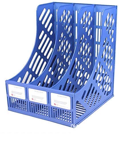 UBJI 3 Compartment Plastic File Rack Paper Magazine Holder/Desk Book Sorter/Storage Display Bin Desktop Shelf Dividers Cabinet Document Tray Organizer (File Plate 3 Section) (Multi Color)