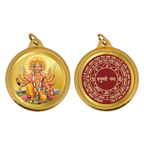 DIVINITI 24K Gold Plated Double Sided|Religious Locket For Health & Wealth|Flip Coin For Men, Women, And Children|Idol Gift For Loved Ones 18MM Pendant