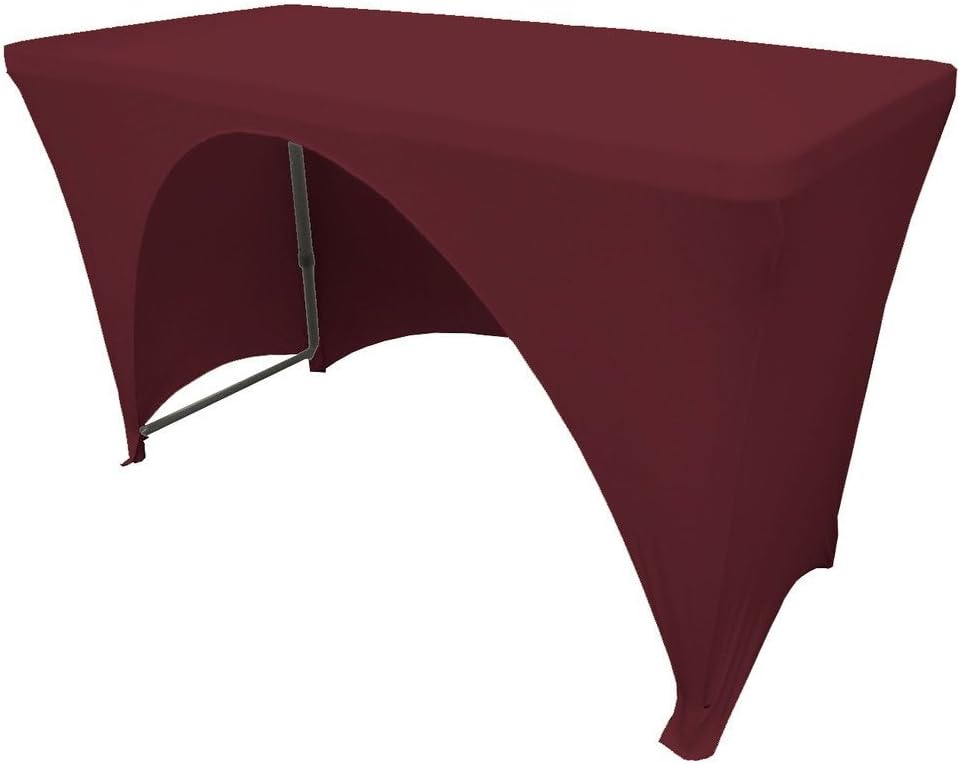 LA Linen Open Back Spandex Tablecloth for a 4-Foot Rectangular Table, 48 by 30 by 30-Inch, Black