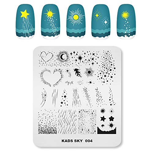 KADS Nail Art Stamping Plates Set Image Template Stencils Meteor Pattern with Stamping Plates Holder Case Organizer (SK004) - Image 3